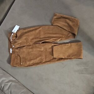 Good American Tobacco colored suese pants